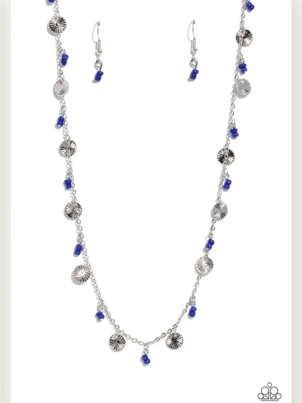 🔵🔵🔵 “SAND DOLLAR SASS” BLUE NECKLACE WITH EARRINGS ~ PAPARAZZI❗️ 🔵🔵🔵 - Picture 2 of 7